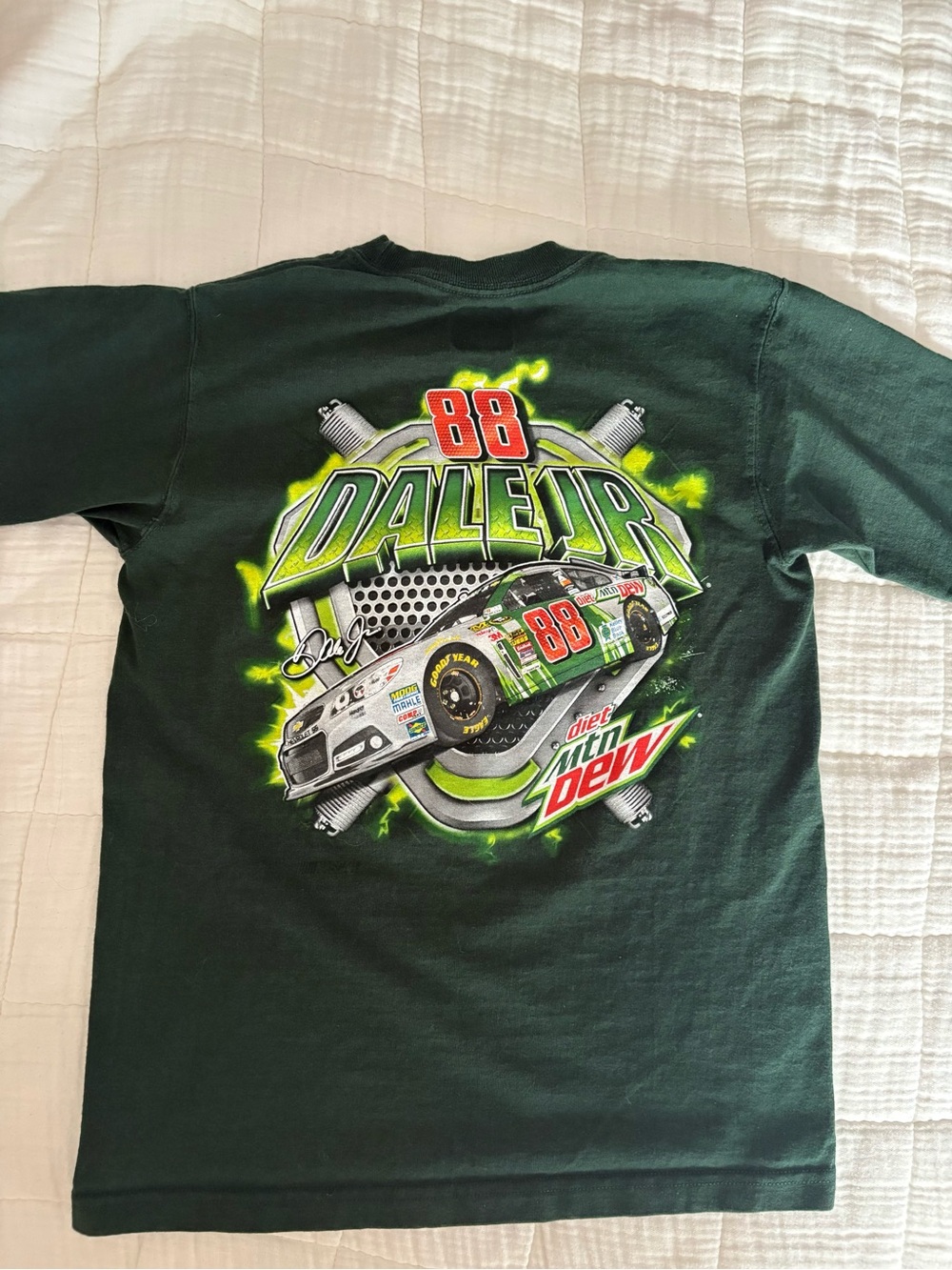 Chase Authentics Green Long Sleeve Shirt with Dale Jr. Racecar Graphic